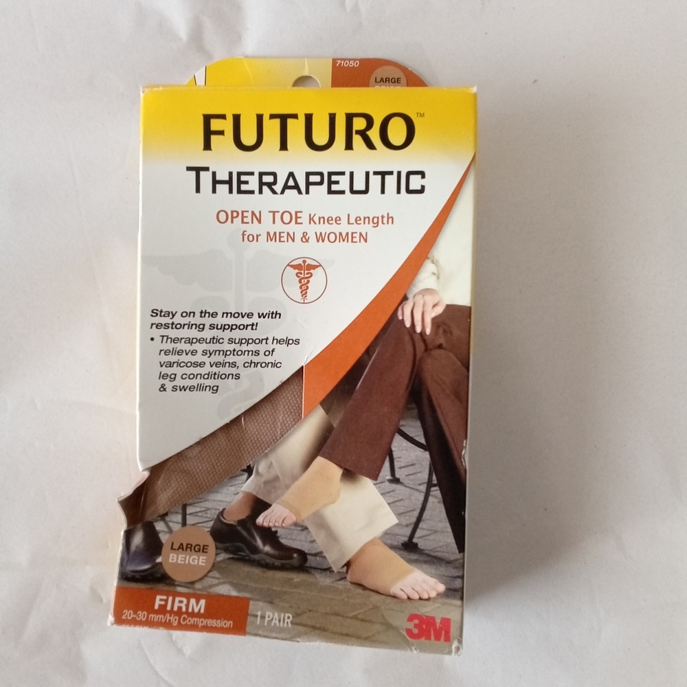 Futuro Therapeutic Open Toe Knee Length 20-30 mm/Hg Beige for Men & Women Size L